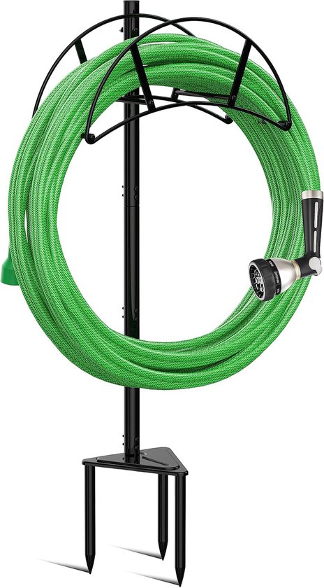 Tuinslangstandaard, slanghanger vrijstaand, waterslanghouderstaak, in de grond Heavy Duty slangorganisator buiten, slangenrek voor buitentuin, stevig om 45 m slang vast te houden (metaal,