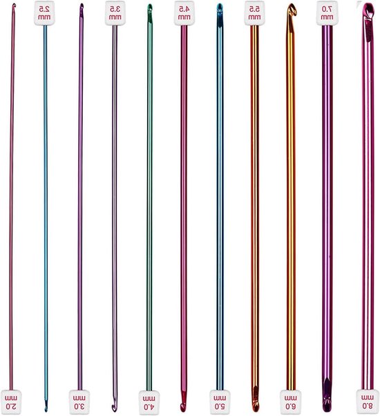Tunisian Haaknaalden Set van 11 Stuks, 27 cm, Multikleur, Geschikt voor Beginners en Gevorderden, Perfect voor Creatieve Projecten van Merkloos