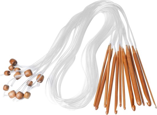 Tunisian Haaknaalden Set van 12 Stuks, 3-10 mm, Haken voor Weven, Bamboo en Plastic, Perfect voor Haakprojecten en Breien