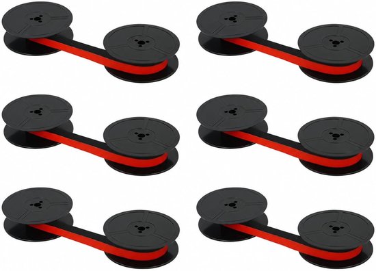 Typewriter Ink Spool Ribbon GR1 - Rood & Zwart (6 Pack) - Dubbele Spoel voor Olympia Typemachine, Inktlint, Typemachine Accessoires, Kantoorbenodigdheden