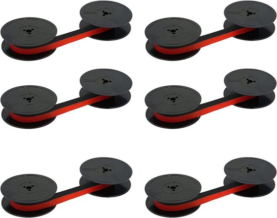 Typewriter Ink Spool Ribbon GR1 - Rood & Zwart (6 Pack) - Dubbele Spoel voor Olympia Typemachine, Vervangingslint, Kantoorbenodigdheden, Typemachine Accessoires van Merkloos