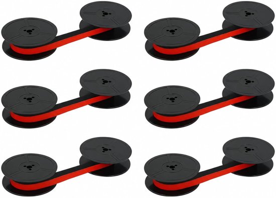 Typewriter Ink Spool Ribbon GR1 - Rood & Zwart (6 Pack) - Dubbele Spoel voor Olympia Typemachine, Vervangingslint, Typemachine Accessoires