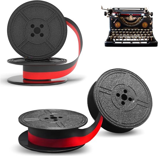 Typewriter tape voor Seiko typemachines, dubbele spoel, 5 m, twee-tonen nylon in rood en zwart, ideaal voor schrijvers en hobbyisten
