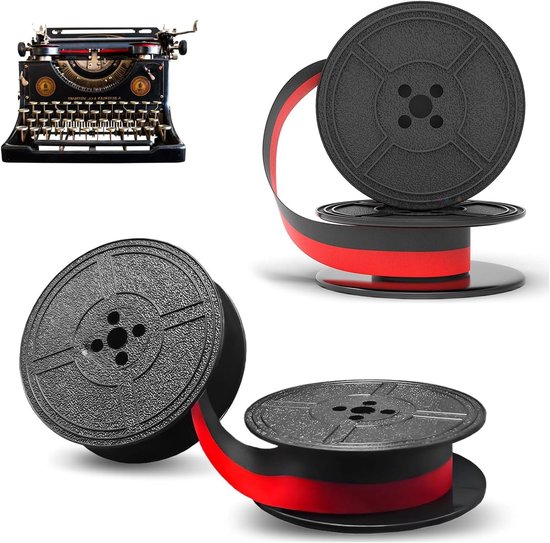 Typewriter tape voor Seiko typewriters, dubbele spoel, 5 m, twee-tone nylon in rood en zwart, ideaal voor schrijfmachines en creatief gebruik