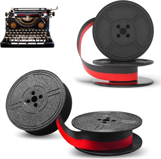 Typewriter tape voor Seiko typewriters - Dubbele spoel, 5 m, twee-tonen nylon in rood en zwart, geschikt voor GR4 typewriters van Merkloos