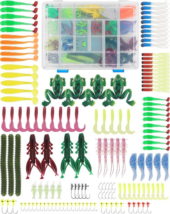 Uitgebreide Visset met 146 Delen: Kunstaas, Lures en Accessoires voor Baars, Forel en Zalm van Merkloos