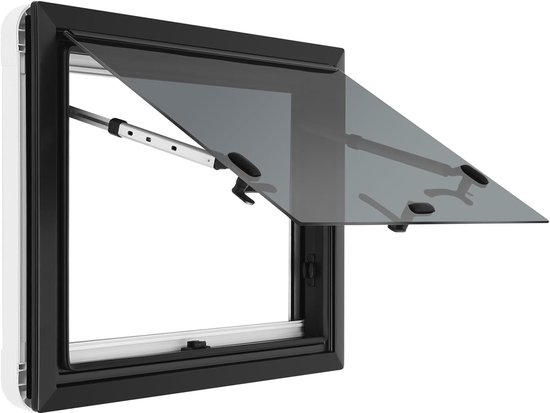 Uitzetvenster Zijvenster Campervenster & RV Klapvenster, Extern Push-venster met geïntegreerd Rollu en Muskietennet voor Caravan Van Camper (600*450mm)