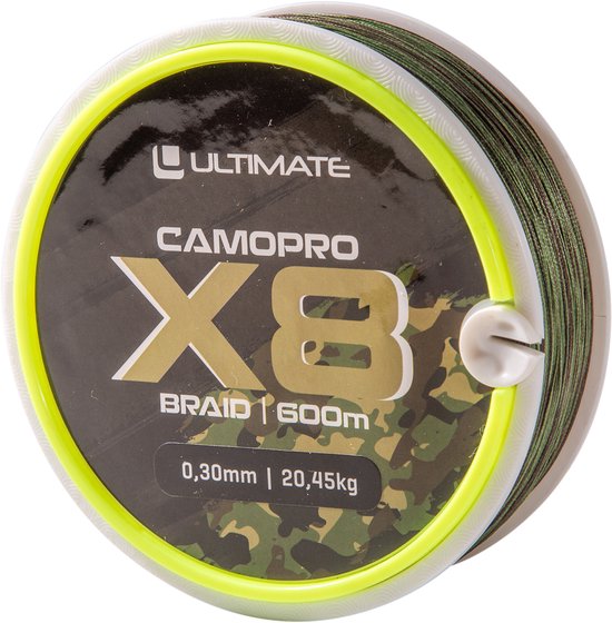 Ultimate Camopro X8 Braid Gevlochten Karperlijn 0.30mm/20.45kg (600m) | Gevlochten lijn van Ultimate
