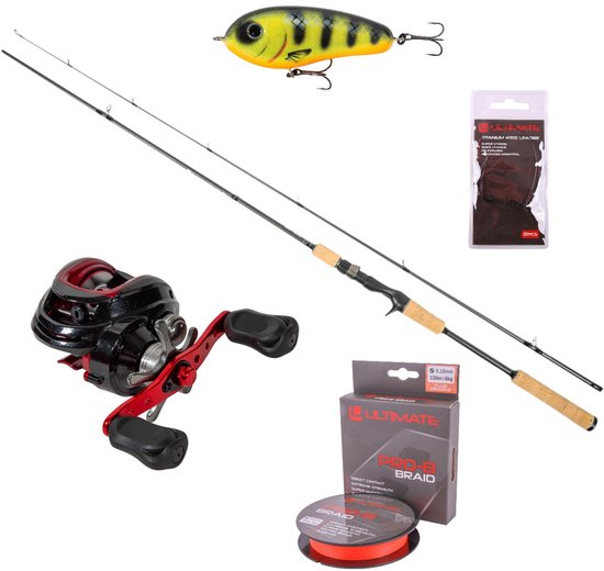 Ultimate Cast Special Cork Pike Baitcaster Hengelset 2.00m (15-45g) - Roofvis Set van Merkloos