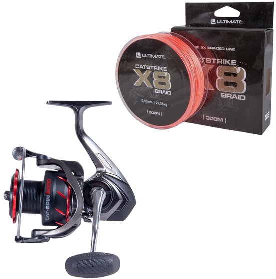 Ultimate Cat-Spin II Meerval Spinmolen 8000 + Catstrike X8 Braid 0.50mm Combo - Roofvis Set van Merkloos