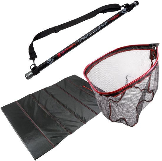 Ultimate Predator Streetfishing Net 4.00m + Unhooking Mat - Roofvis Set van Merkloos