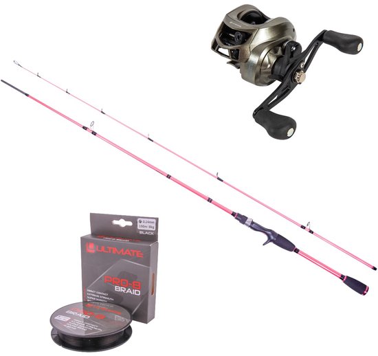 Ultimate Princess Baitcaster Set 2.00m (10–30g) - Roofvis set van Merkloos