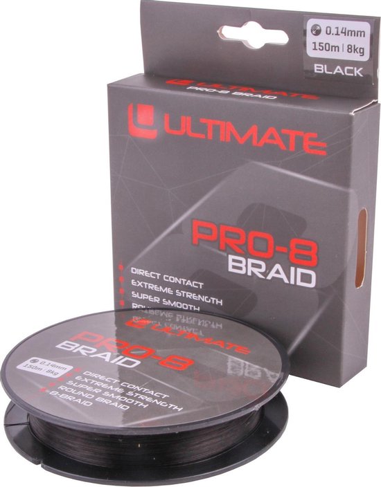 Ultimate Pro-8 Braid 0.16mm 10kg 150m Black | Gevlochten lijn van Ultimate