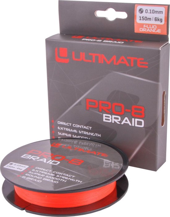 Ultimate Pro-8 Braid 0.16mm 10kg 150m Fluo Orange | Gevlochten lijn van Ultimate