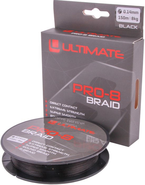 Ultimate Pro-8 Braid 150m Black 0.08mm 5kg - Gevlochten Lijn