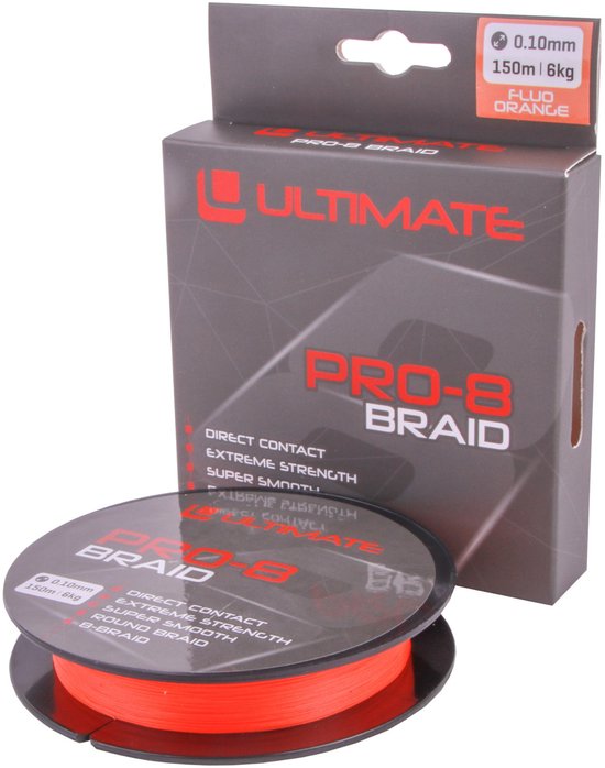 Ultimate Pro-8 Braid 150m Fluo Orange 0.08mm 5kg | Gevlochten lijn van Gunki