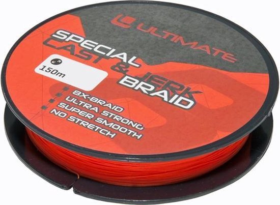 Ultimate Special Cast & Jerk Braid Fluo Red 0,25mm 18kg 150m | Gevlochten lijn van Ultimate