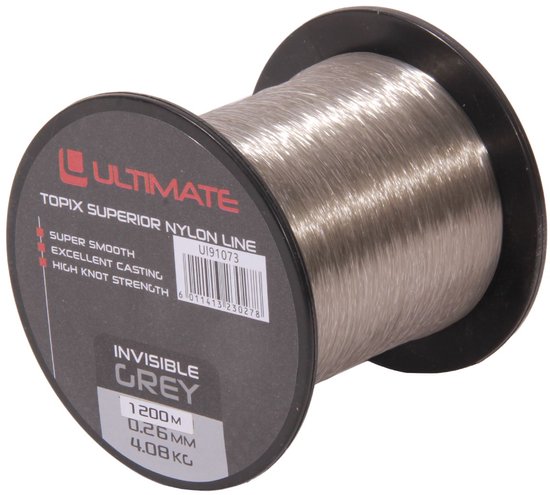 Ultimate Topix nylon invisible grey 1200m 0,26mm 4,08kg - Nylon Vislijn van Merkloos