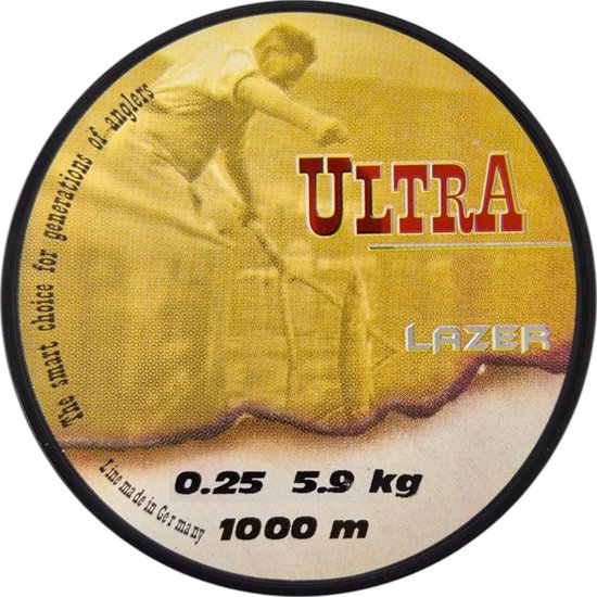 Ultra monofil vislijn 1000 m - diameter 0,25 mm - test 5,9 kg - wit - voor karper, snoekbaars en basisvissen