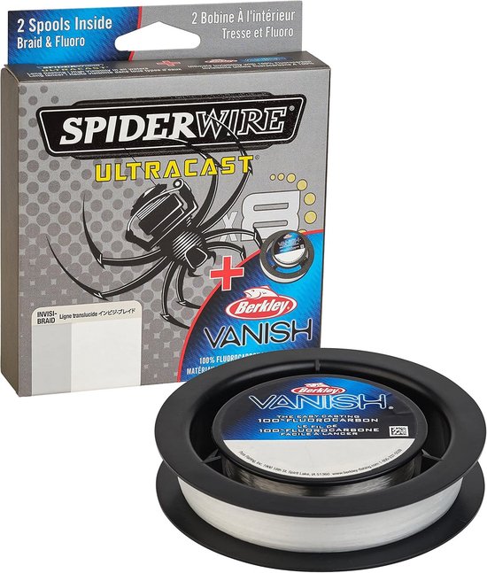Ultra Sterke Gevlochten Vislijn met Fluorocarbon Leader - Super Werpafstand & Onzichtbaar