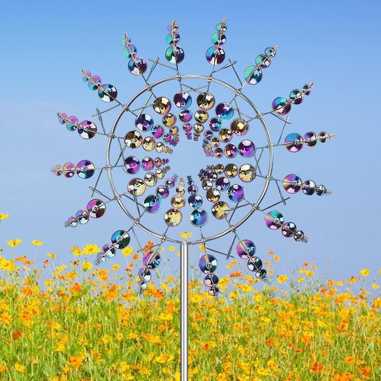 Unieke 3D Tuinwindmolen van Metaal - Kleurige Windspinner voor Buiten - Decoratieve Tuinaccessoire en Geluidmaker