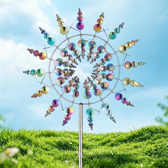 Unieke Windmolen van Metaal, Decoratieve Wind Sculptuur voor Tuin en Terras, Beweging en Sfeer Creëren
