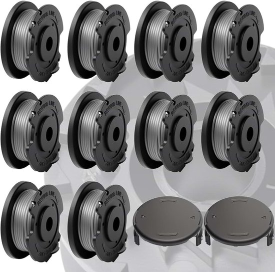 Universeel, SilverChry Trimmerdraad spoel, 10 spoel+2 dop, draadspoel grastrimmer, vervangende spoel grastrimmerdraad, vervangende trimmerspoel, draadspoel compatibel met Bosch