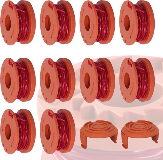 universeel, SilverChry trimmerdraadspoel, 10 spoelen + 2 doppen, draadspoel grastrimmer, reservespoel grastrimmerdraad, trimmer reservespoel, draadspoel compatibel met Worx