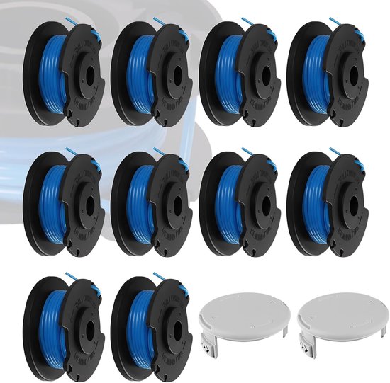 universeel, SilverChry trimmerdraadspoel, 10 spoelen + 2 doppen, draadspoel grastrimmer, reservespoel grastrimmerdraad, trimmer reservespoel, draadspoel compatibel met