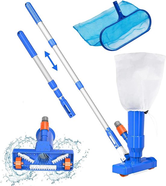 Upgrade zwembadstofzuiger set - zwembad vacuüm kit met telescoopstang en diepe schepnet van V-Cadeaux