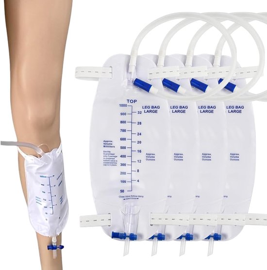 Urinezakken beenzakken 1000 ml - met 2 verstelbare banden - hygienisch & geurloos - ideaal voor dagelijks gebruik - SnelShoppen