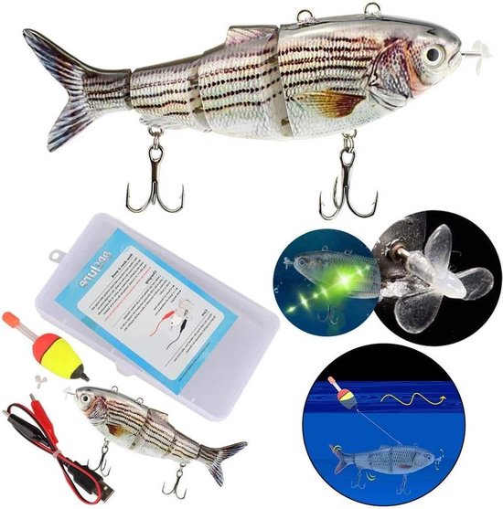 USB oplaadbaar elektrisch kunstaas met LED licht - Multi Jointed zelfrijdend - Zoetwater & Zoutwater visgerei van Angry Lures