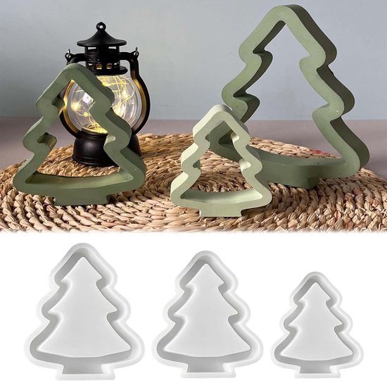 Van 3 siliconen dennenvormen, gietvormen voor Kerstmis, gietvorm, dennenboom, kaarsen, siliconen vormen, gipsvormen voor Kerstmis, siliconen vorm, kerstboom voor doe-het-zelf Kerstmis