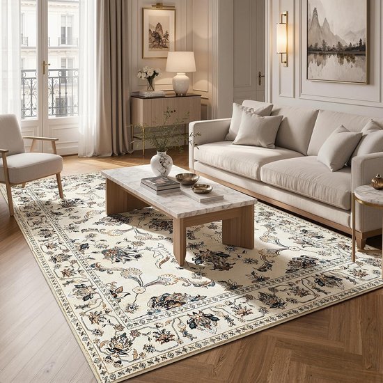 Vangao Tapijt 160x220 cm Oosterse vintage blauw laagpolig Area Rug