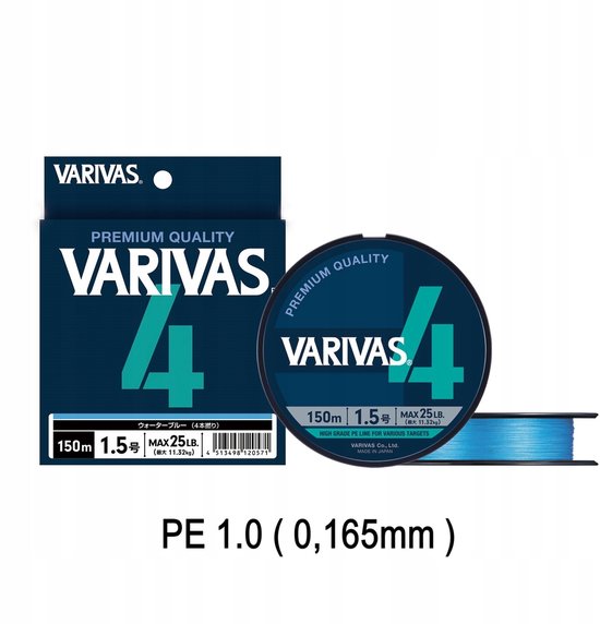 Varivas High Grade X4 PE 150m 1.0 Vislijn - Japan - hoge treksterkte