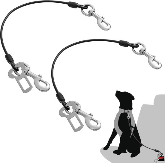 Veiligheidsgordel voor honden, auto, 2 stuks, met 360° draaibare haak, hondengesp voor de auto, geschikt voor puppy's, kleine, middelgrote en grote honden (60 cm)