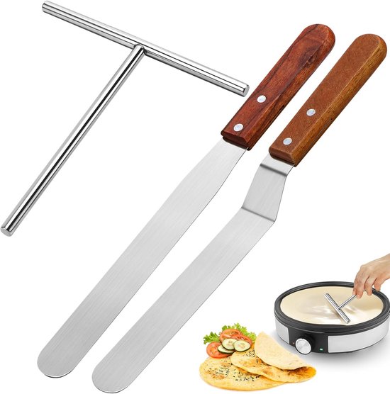 verdeelset, pannenkoeken/spatel van roestvrij staal met 2 spatels, pannenkoekenaccessoires (3 stuks)