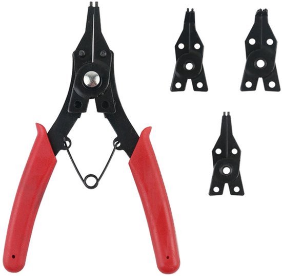 Vergrendelringtangen-set - 4-in-1 tangen - Hoogwaardige kwaliteit - zwart/rood - Demonteren van de vergrendelingsring - Geschikt voor binnen en buiten