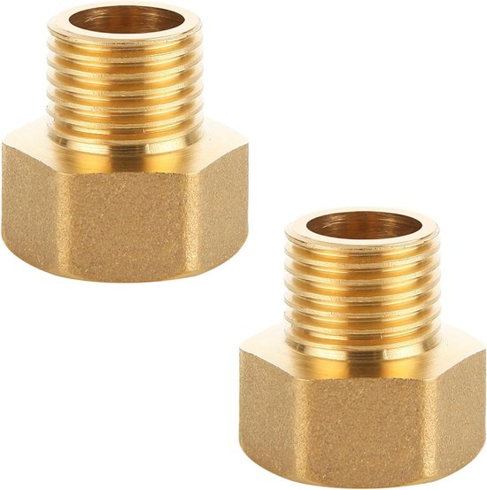 Verkorte Messing Reducer 1/2 inch IG naar 3/8 inch AG voor Sanitair en Loodgieterswerk