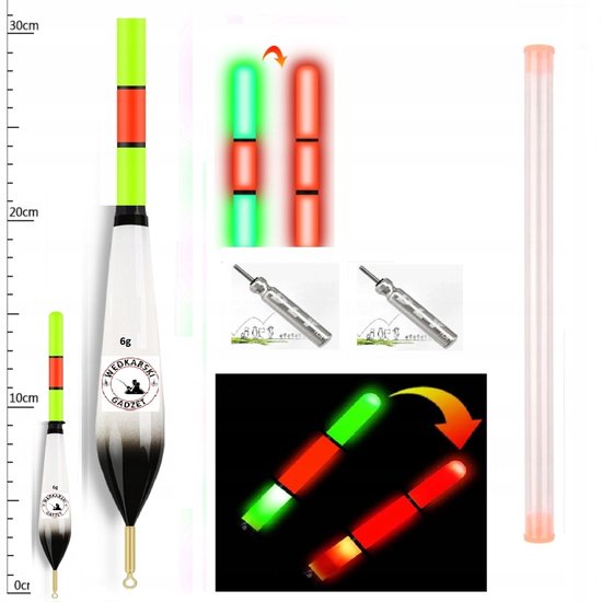Verlichte Dobber 6g - Kleurwissel Sensor - Inclusief 2 Batterijen & Tube
