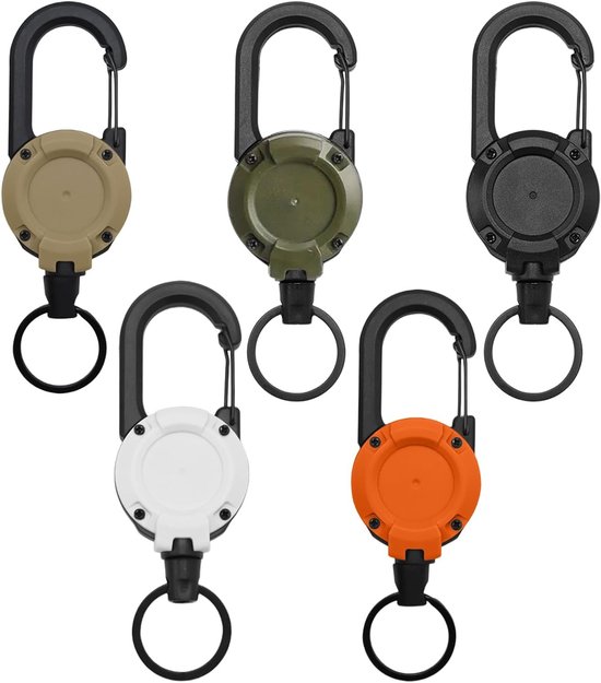 Verschillende Retractable Badge Reels, 5 Stuks Sleutelhangers met Stevige Lanyard en 53,6 Inch Stalen Koord voor Buitengebruik, Ideaal voor Identificatie en Toegangspassen van Merkloos