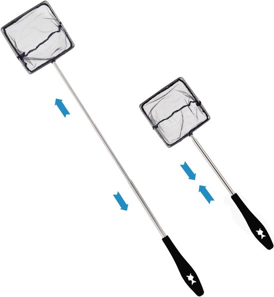 Verstelbaar Schepnet voor Aquarium met Telescopische Steel, 10 cm, Zwart - Perfect voor Visverzorging en Onderhoud van Merkloos