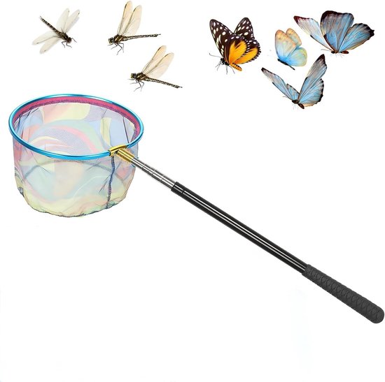 Verstelbaar telescopisch schepnet voor kinderen, roestvrijstalen insectenhengel, 65-176 cm, ideaal voor buitenactiviteiten en het vangen van insecten