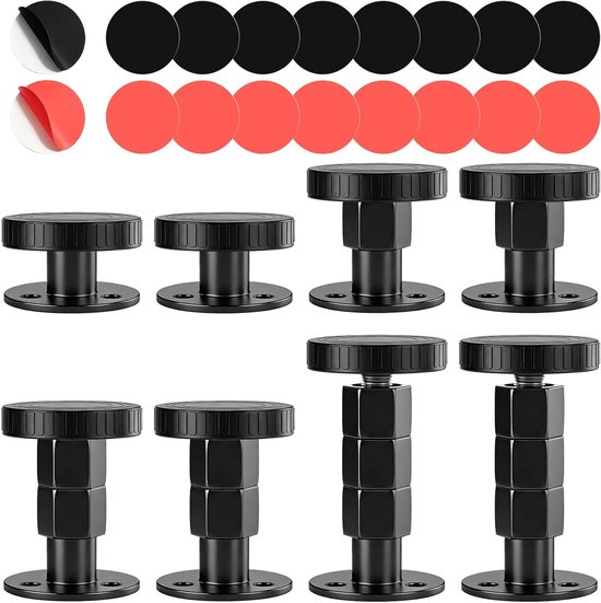 Verstelbare bedstoppers 30-107 mm, metalen wandbuffer, anti-slip hoofdbord, demper, anti-ruis afstandhouder voor bedden, banken, slaapkamer en woonkamer - 8 stuks