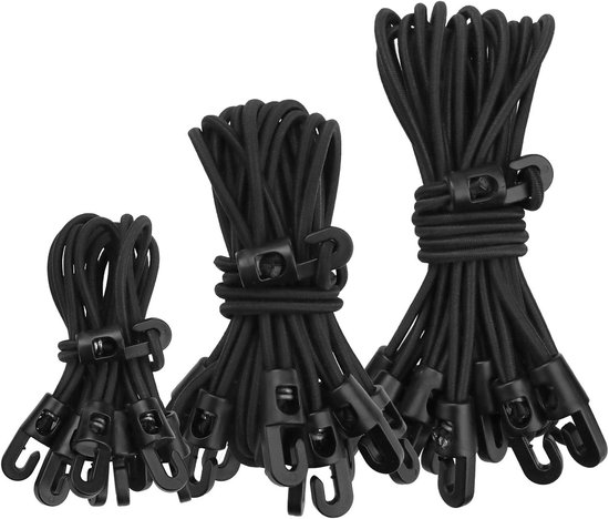 Verstelbare Bungee Cords Set van 30 Stuks met Haken van 10/26/30 cm voor Luggage, Camping en Tuinbehoeften