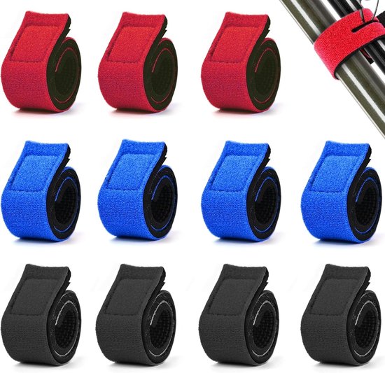Verstelbare elastische vissersriemen met gesp, 12 stuks, ideaal voor vliegvissen en hengelsport