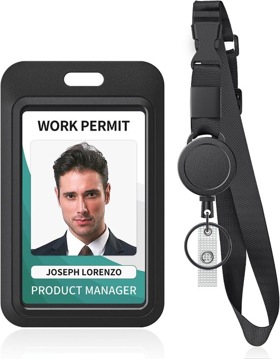 Verstelbare en stevige lanyard met retractable badge reel, quick release en nylon ID-houder voor optimale draagbaarheid