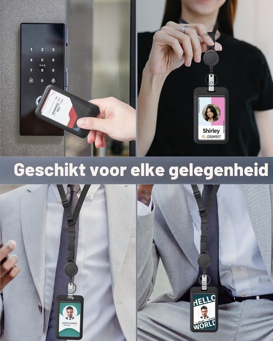 Verstelbare en stevige lanyard met retractable badge reel, quick release en nylon ID-houder voor professioneel gebruik