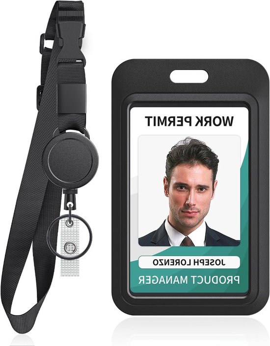 Verstelbare en stevige lanyard met retractable badge reel, quick release en nylon strap voor ID-kaarthouder van Merkloos