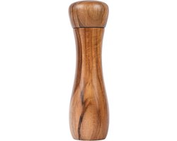 Verstelbare keramische molen voor peper en zout, acaciahout, hoogte 20,5 cm, diameter 6 cm, perfect voor keukengebruik en tafelsetting van Merkloos